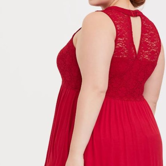 Torrid Lace Red Choker Babydoll Tank - Picture 2 of 7